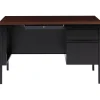 Hirsh Computer Desks<48"W Single-Pedestal Desk, Black/Walnut (20092)