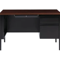 Hirsh Computer Desks<48"W Single-Pedestal Desk, Black/Walnut (20092)