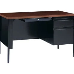 Hirsh Computer Desks<48"W Single-Pedestal Desk, Black/Walnut (20092)
