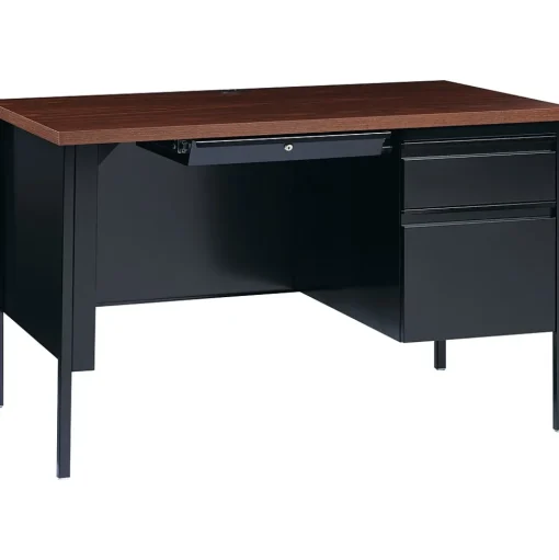 Hirsh Computer Desks<48"W Single-Pedestal Desk, Black/Walnut (20092)