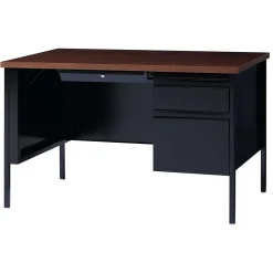 Hirsh Computer Desks<48"W Single-Pedestal Desk, Black/Walnut (20092)