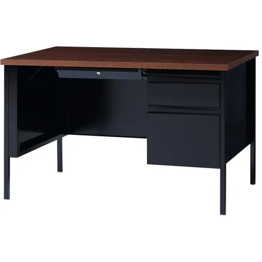 Hirsh Computer Desks<48"W Single-Pedestal Desk, Black/Walnut (20092)