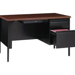 Hirsh Computer Desks<48"W Single-Pedestal Desk, Black/Walnut (20092)