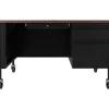 Hirsh Computer Desks<48"W Single-Pedestal Mobile Teacher's Desk, Black/Walnut (22646)
