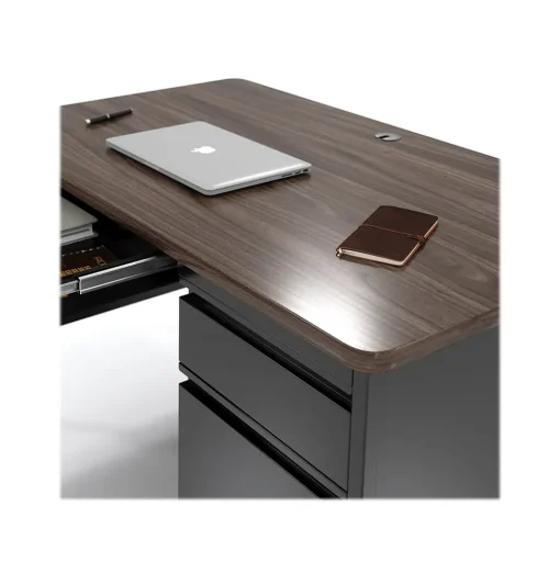 Hirsh Computer Desks<48"W Single-Pedestal Mobile Teacher's Desk, Black/Walnut (22646)