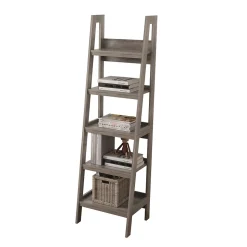 Homenations Bookcases<Barrington 72"H 5-Shelf Ladder Bookcase, Washed Gray (SH-OF-2621)