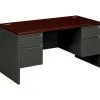 HON Computer Desks<38000 60" Double Pedestal Desk, Mahogany/Charcoal (H38155NS)