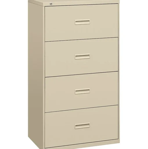 HON File Cabinets<4 Drawers Lateral File Cabinet, Letter/Legal, Putty, 36"W (BSX484LL)