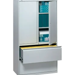 HON File Cabinets<® 700 Series 2 Drawer Lateral File Cabinet w/Roll-Out & Posting Shelves, Light Grey, Letter/Legal, 36"W (785LSQ)