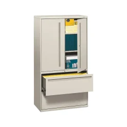 HON File Cabinets<® 700 Series 2 Drawer Lateral File Cabinet w/Roll-Out & Posting Shelves, Light Grey, Letter/Legal, 36"W (785LSQ)