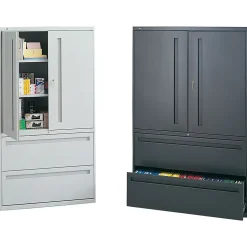 HON File Cabinets<® 700 Series 2 Drawer Lateral File Cabinet w/Roll-Out & Posting Shelves, Light Grey, Letter/Legal, 36"W (785LSQ)