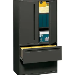 HON File Cabinets<® 700 Series 2 Drawer Lateral File Cabinet w/Roll-Out & Posting Shelves, Charcoal, Letter/Legal, 36"W (785LSS)
