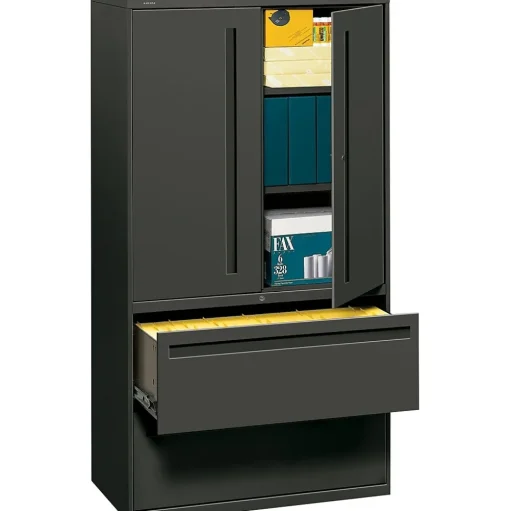 HON File Cabinets<® 700 Series 2 Drawer Lateral File Cabinet w/Roll-Out & Posting Shelves, Charcoal, Letter/Legal, 36"W (785LSS)