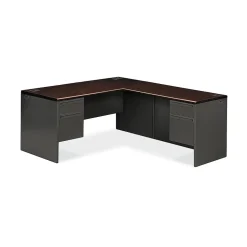 HON L-Desks<38000 Series 2 Pc. Left L-Workstation, Mahogany/Charcoal (H38L6630NSL)