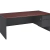 HON Computer Desks<® 38000 Series 72'' Right Pedestal Desk, Mahogany/Charcoal (H38293RNS)