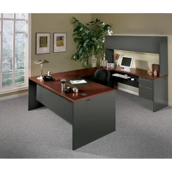 HON Computer Desks<® 38000 Series 72'' Right Pedestal Desk, Mahogany/Charcoal (H38293RNS)