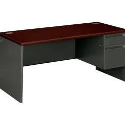 HON Computer Desks<38000 Series 66" Single Pedestal Desk, Charcoal (38291RNS)