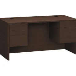 HON Computer Desks<10500 Series Double Pedestal Desk, 2 Box/2 File Drawers, 60"W, Mocha Finish (10573MOMO)