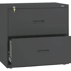 HON File Cabinets<400 Series 2-Drawer Lateral File Cabinet, Letter/Legal Size, Lockable, 28.375"H x 30"W x 19.25"D, Charcoal (432LS)
