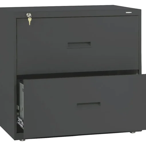 HON File Cabinets<400 Series 2-Drawer Lateral File Cabinet, Letter/Legal Size, Lockable, 28.375"H x 30"W x 19.25"D, Charcoal (432LS)