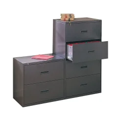 HON File Cabinets<400 Series 2-Drawer Lateral File Cabinet, Letter/Legal Size, Lockable, 28.375"H x 30"W x 19.25"D, Charcoal (432LS)