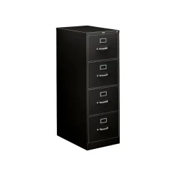 HON File Cabinets<310 Series 4-Drawer Vertical File Cabinet, Legal Size, Lockable, 52"H x 18.25"W x 26.5"D, Black (314CPP)
