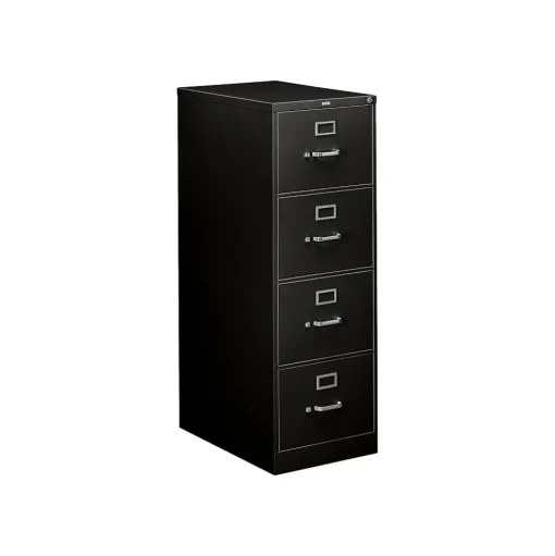 HON File Cabinets<310 Series 4-Drawer Vertical File Cabinet, Legal Size, Lockable, 52"H x 18.25"W x 26.5"D, Black (314CPP)