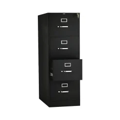 HON File Cabinets<310 Series 4-Drawer Vertical File Cabinet, Legal Size, Lockable, 52"H x 18.25"W x 26.5"D, Black (314CPP)