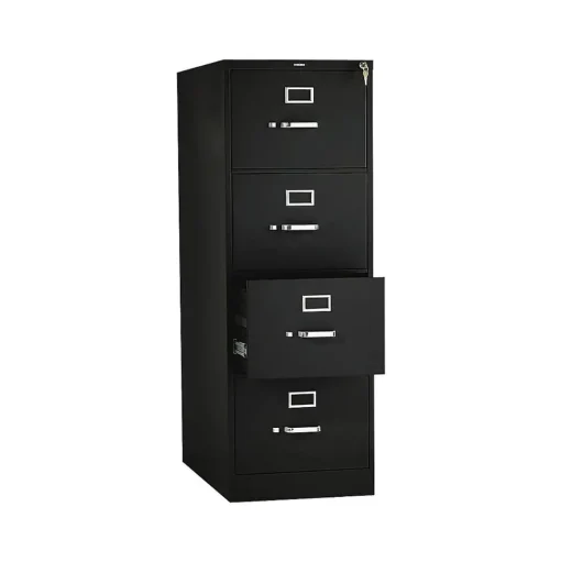 HON File Cabinets<310 Series 4-Drawer Vertical File Cabinet, Legal Size, Lockable, 52"H x 18.25"W x 26.5"D, Black (314CPP)