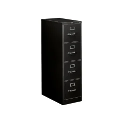 HON File Cabinets<310 Series 4-Drawer Vertical File Cabinet, Letter Size, Lockable, 52"H x 15"W x 26.5"D, Black (314PP)