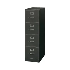 HON File Cabinets<310 Series 4-Drawer Vertical File Cabinet, Letter Size, Lockable, 52"H x 15"W x 26.5"D, Black (314PP)