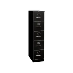 HON File Cabinets<310 Series 5-Drawer Vertical File Cabinet, Legal Size, Lockable, 60"H x 18.25"W x 26.5"D, Black (315CPP)
