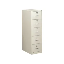 HON File Cabinets<310 Series 5-Drawer Vertical File Cabinet, Legal Size, Lockable, 60"H x 18.25"W x 26.5"D, Light Gray (H315CPQ)