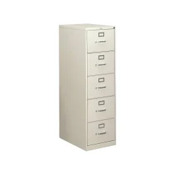 HON File Cabinets<310 Series 5-Drawer Vertical File Cabinet, Legal Size, Lockable, 60"H x 18.25"W x 26.5"D, Light Gray (H315CPQ)