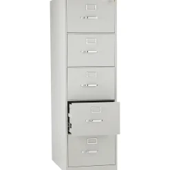 HON File Cabinets<310 Series 5-Drawer Vertical File Cabinet, Legal Size, Lockable, 60"H x 18.25"W x 26.5"D, Light Gray (H315CPQ)