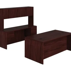 HON Office Desks<10500 Series Executive Workstation, Desk, Credenza, Hutch, Mahogany (105DCH7298N)