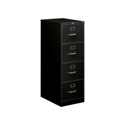 HON File Cabinets<510 Series 4-File Drawers Vertical File Cabinet, Legal Size, Lockable, 51.97"H x 18.27"W x 25"D, Black (514CPP)
