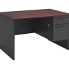 HON Computer Desks<38000 Series Freestanding Right Single Pedestal Desk, Mahogany/Charcoal, 29 1/2"H x 48"W x 30"D