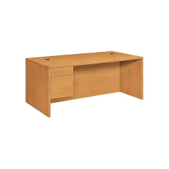 HON Office Desks<10500 Series Left Pedestal Desk 72"W, Harvest, 29 1/2"H x 72"W x 36"D