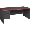 HON Computer Desks<® 38000 Series Left Pedestal Desk 72"W, Mahogany/Charcoal, 29 1/2"H x 72"W x 36"D