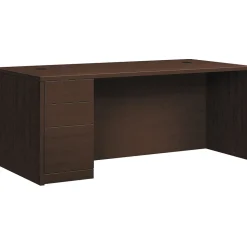 HON Computer Desks<10500 Series Left Pedestal Desk, 2 Box/1 File Drawer, 72"W, Mocha Finish