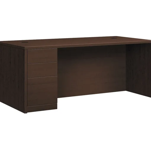 HON Computer Desks<10500 Series Left Pedestal Desk, 2 Box/1 File Drawer, 72"W, Mocha Finish