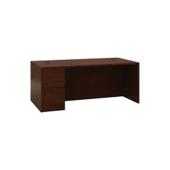 HON Computer Desks<10500 Series Left Pedestal Desk, 2 Box/1 File Drawer, 72"W, Mahogany Finish