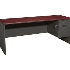 HON Office Desks<® 38000 Series Right Pedestal Credenza, Mahogany/Charcoal, 29 1/2"H x 72"W x 24"D