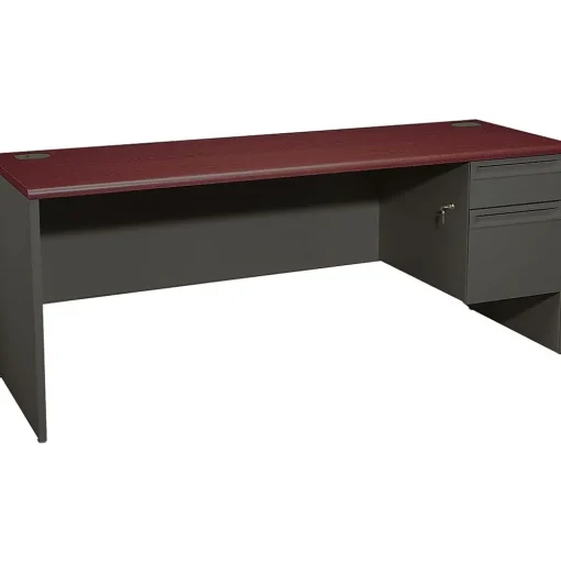 HON Office Desks<® 38000 Series Right Pedestal Credenza, Mahogany/Charcoal, 29 1/2"H x 72"W x 24"D