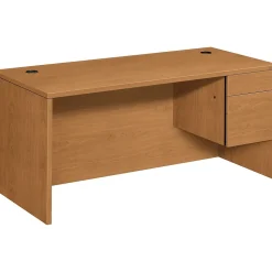 HON Computer Desks<® 10500 Series Right Pedestal Desk, Harvest, 29 1/2"H x 66"W x 30"D