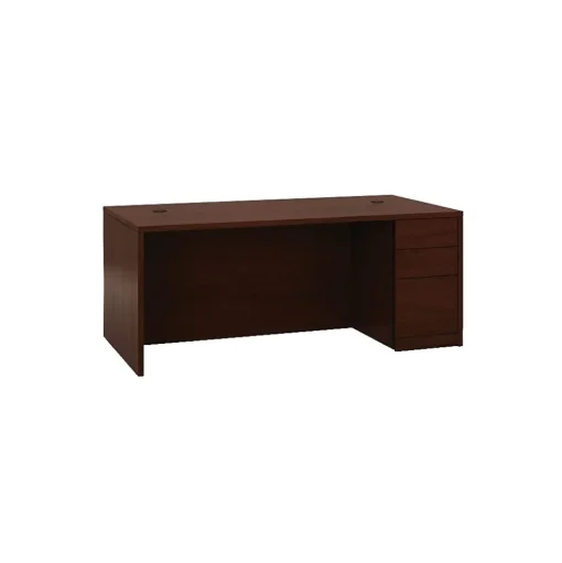HON Computer Desks<10500 Series Right Pedestal Desk, 2 Box/1 File Drawer, 72"W, Mahogany Finish