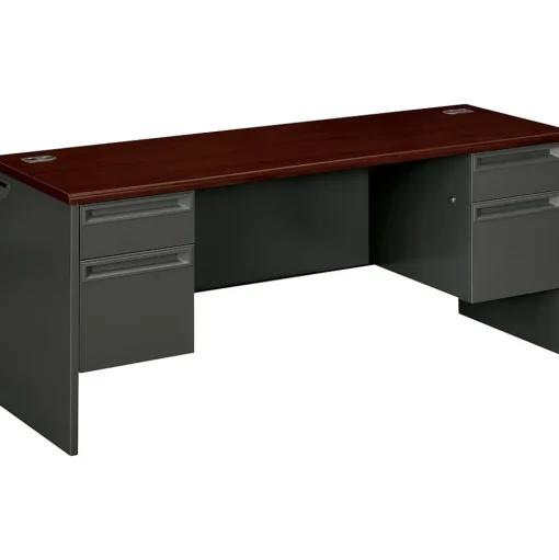 HON Computer Desks<® 38000 Series Steel Kneespace Credenza with Locks, Charcoal, 72"W x 24"D x 29 1/2"H