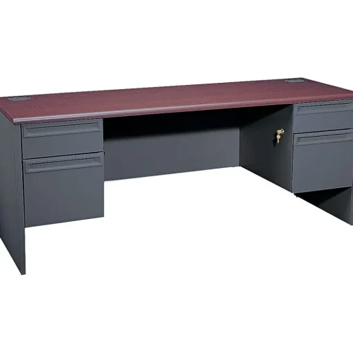HON Computer Desks<® 38000 Series Steel Kneespace Credenza with Locks, Charcoal, 72"W x 24"D x 29 1/2"H