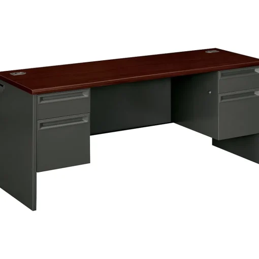 HON Computer Desks<® 38000 Series Steel Kneespace Credenza with Locks, Charcoal, 72"W x 24"D x 29 1/2"H
